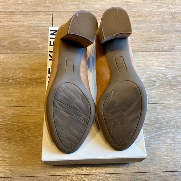 Anne Klein Block Heel Peep-Toe Pump Size 7 Natural - Picture 6 of 10